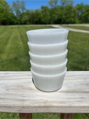 5 VINTAGE ORIGINAL GLASBAKE 4oz. CUSTARD RAMEKINS MILK GLASS Charcuterie Bowls